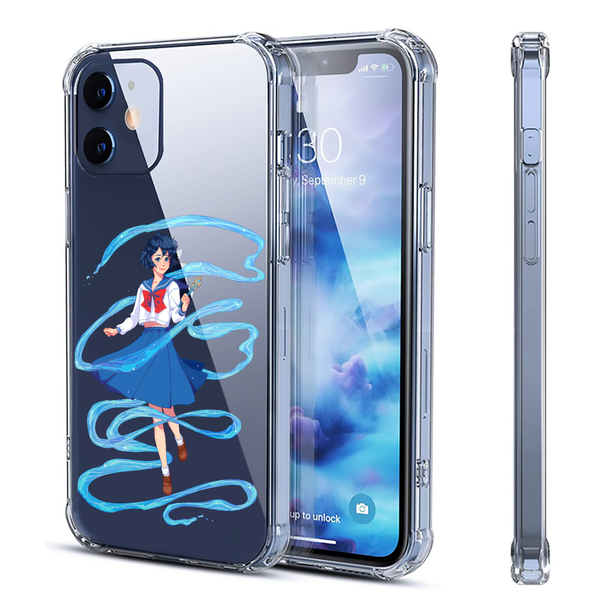 （画像用） 美少女戦士セーラームーン 水野 亜美 みずの あみ Sailor Moon Mizuno Ami 【iPhone 12シリーズ対応】透明スマホケース（クリアソフトケース）